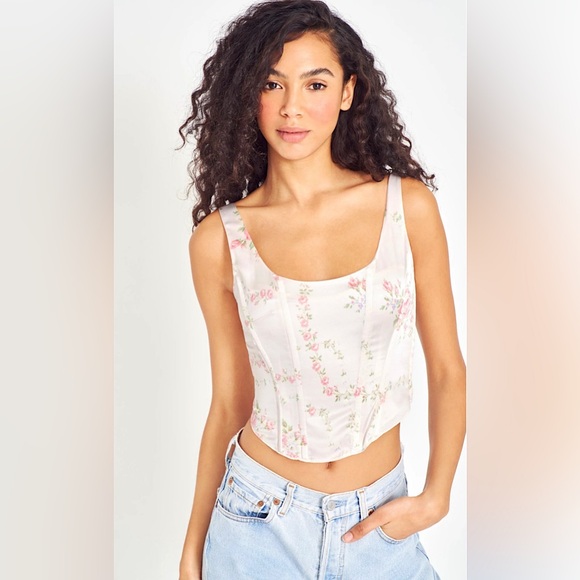 NWT LoveShackFancy Mori Silk Bustier Crop Top Sz 10 - Picture 5 of 8